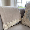 Luxury Supersoft Herringbone Lambswool Throw Soft Beige - The Irish Country Home